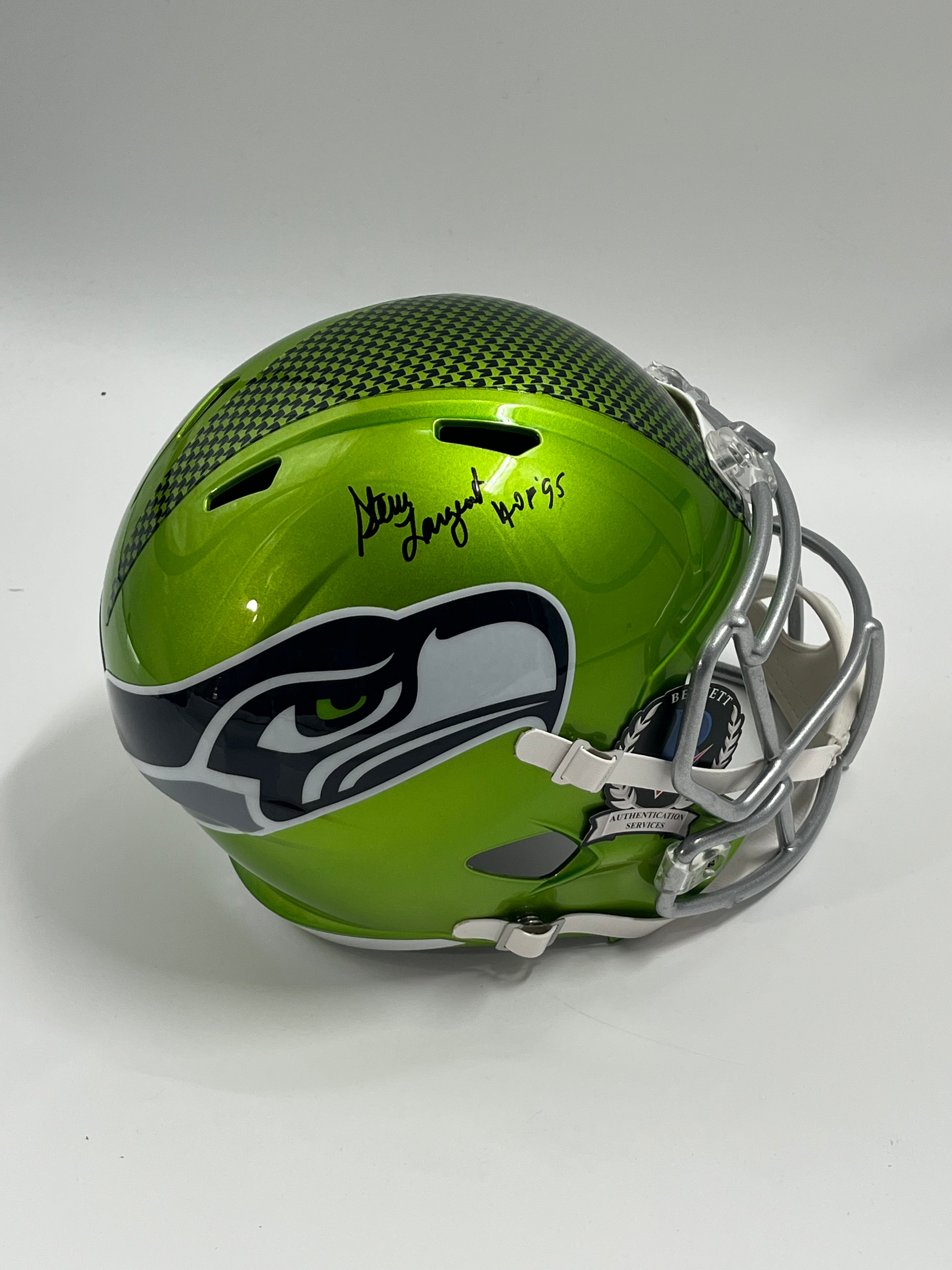 Steve Largent Signed Seahawks FS Flash Atl Spd Helmet Inscr "HOF &