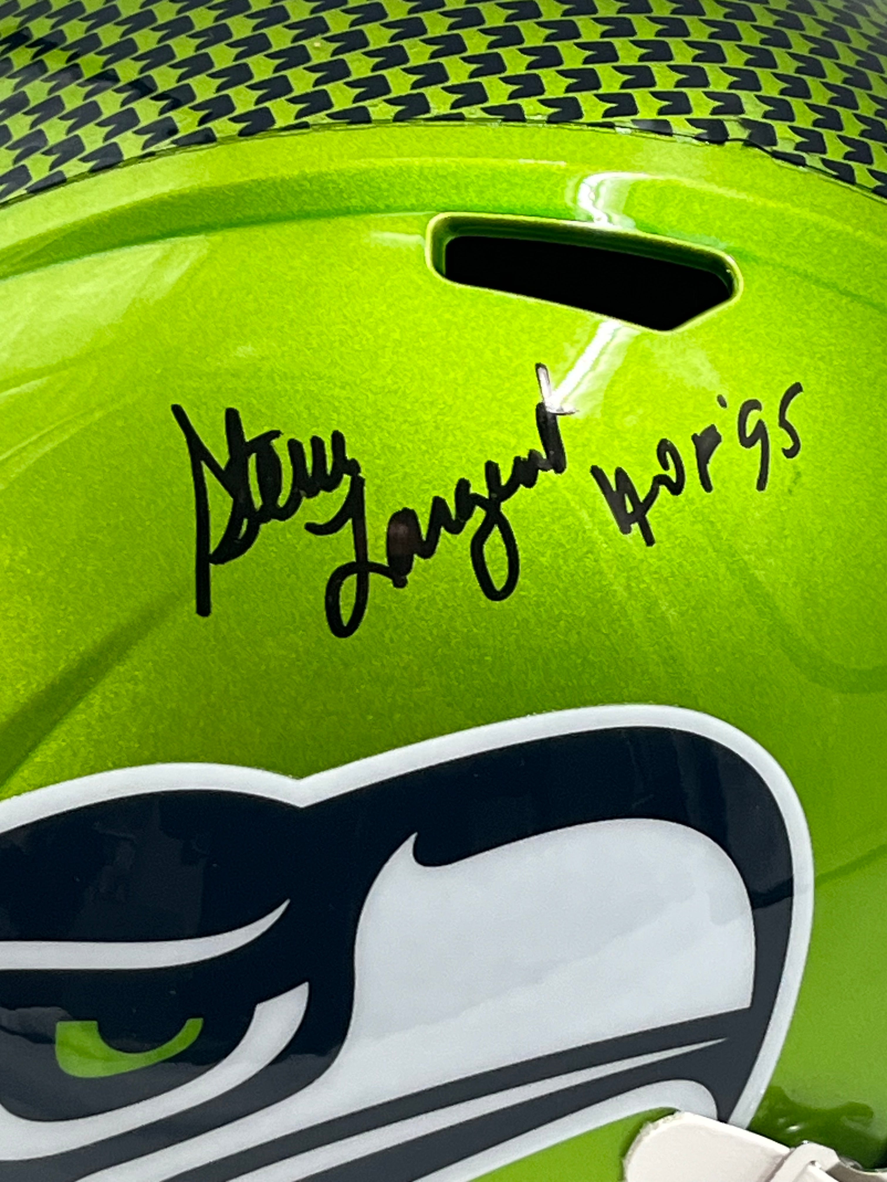 Steve Largent Signed Seahawks FS Flash Atl Spd Helmet Inscr "HOF &