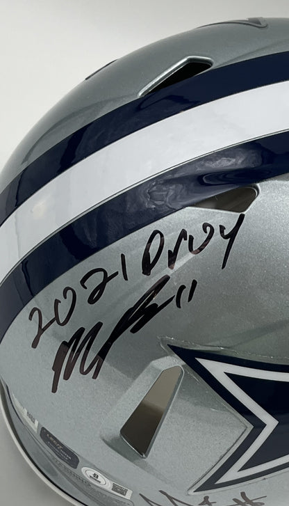 Emmitt Smith, Tony Dorsett, Micah Parsons &amp; Dak Prescott Signed Cowboys Full-Size Authentic On-Field Speed Helmet with ROY Inscriptions (Beckett)