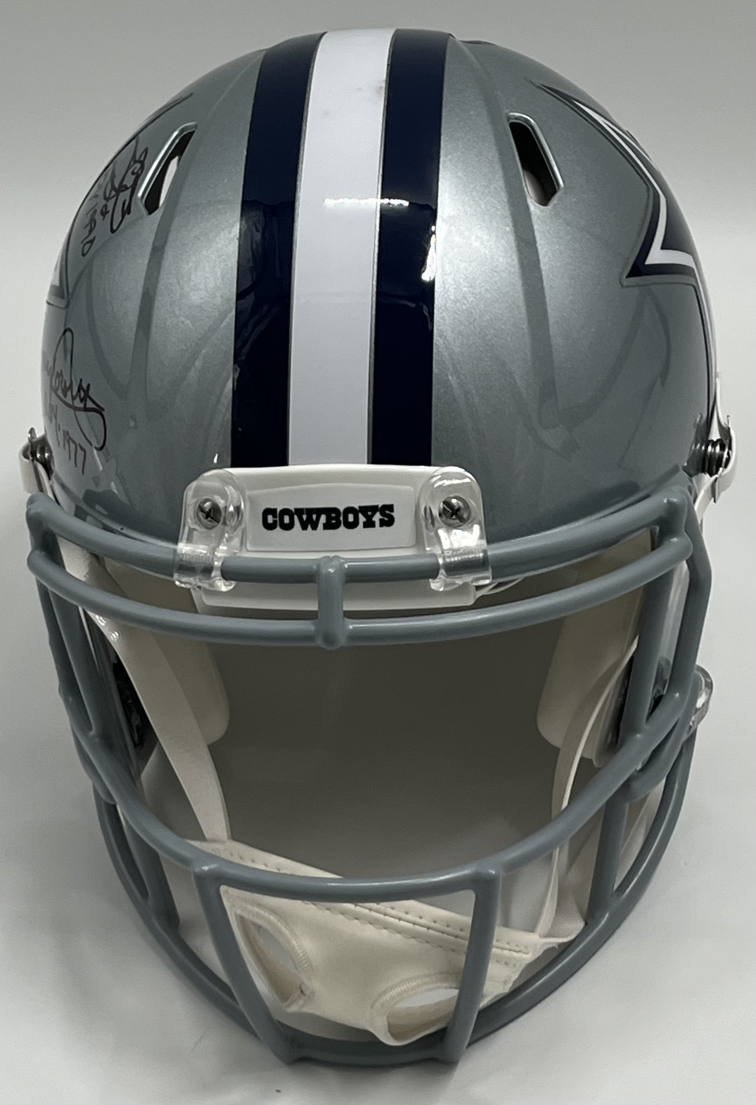 Emmitt Smith, Tony Dorsett, Micah Parsons &amp; Dak Prescott Signed Cowboys Full-Size Authentic On-Field Speed Helmet with ROY Inscriptions (Beckett)