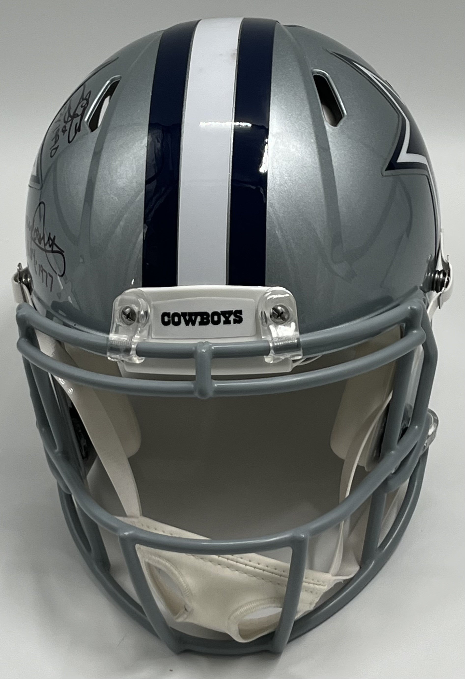 Emmitt Smith, Tony Dorsett, Micah Parsons &amp; Dak Prescott Signed Cowboys Full-Size Authentic On-Field Speed Helmet with ROY Inscriptions (Beckett)