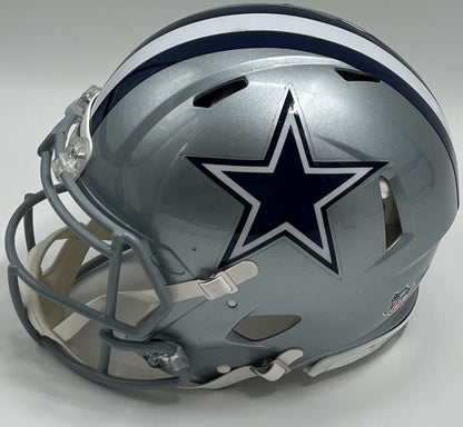 Emmitt Smith, Tony Dorsett, Micah Parsons &amp; Dak Prescott Signed Cowboys Full-Size Authentic On-Field Speed Helmet with ROY Inscriptions (Beckett)