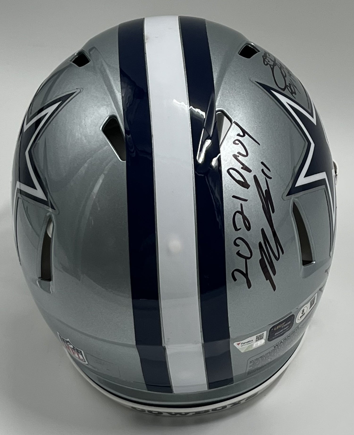 Emmitt Smith, Tony Dorsett, Micah Parsons &amp; Dak Prescott Signed Cowboys Full-Size Authentic On-Field Speed Helmet with ROY Inscriptions (Beckett)