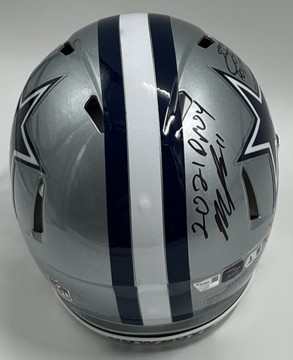 Emmitt Smith, Tony Dorsett, Micah Parsons &amp; Dak Prescott Signed Cowboys Full-Size Authentic On-Field Speed Helmet with ROY Inscriptions (Beckett)