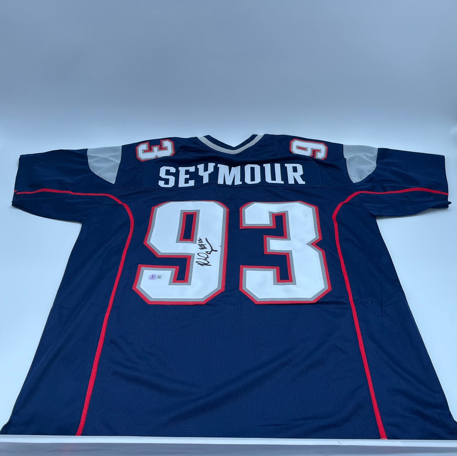 Richard Seymour Signed Jersey Inscr &quot;HOF 22&quot; (Beckett)