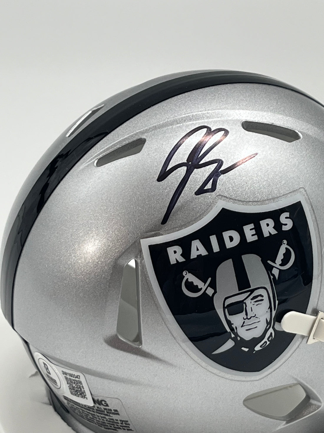 Geno Smith Signed Raiders Speed Mini Helmet (Beckett)
