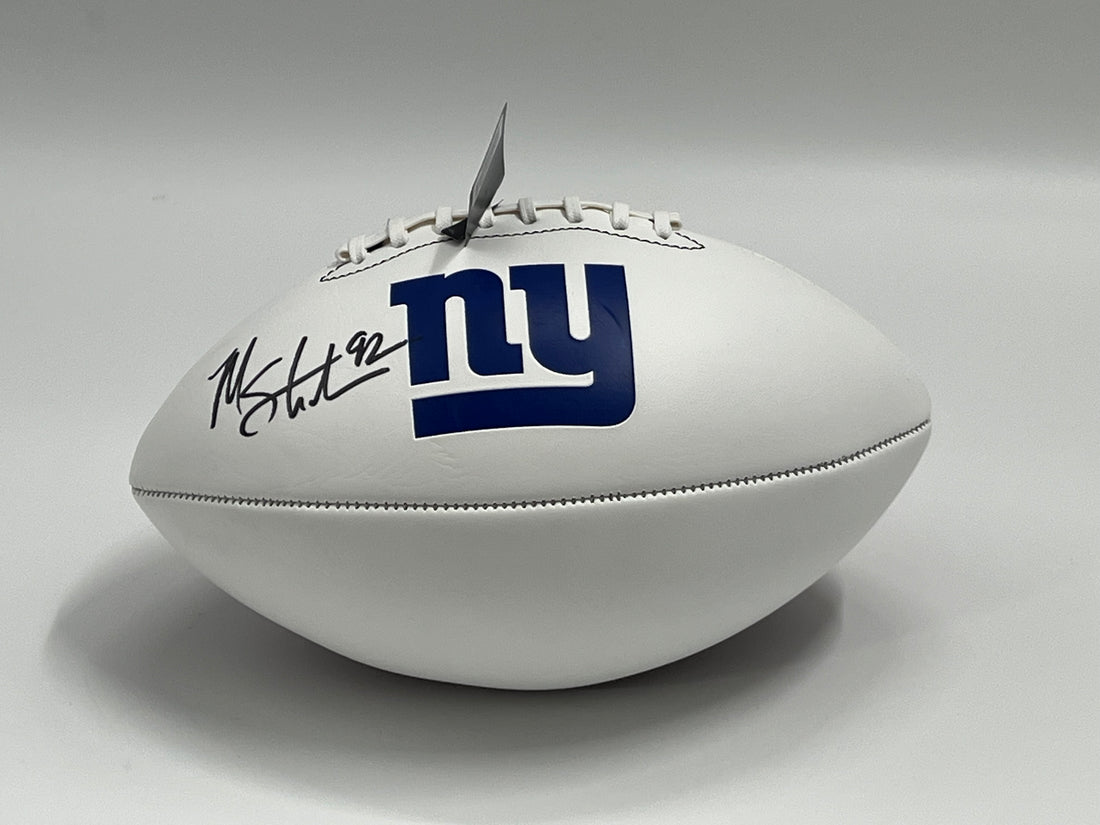 Michael Strahan Signed Giants Logo Football (Beckett)