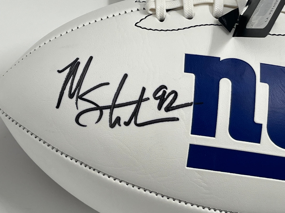 Michael Strahan Signed Giants Logo Football (Beckett)