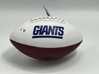 Michael Strahan Signed Giants Logo Football (Beckett)
