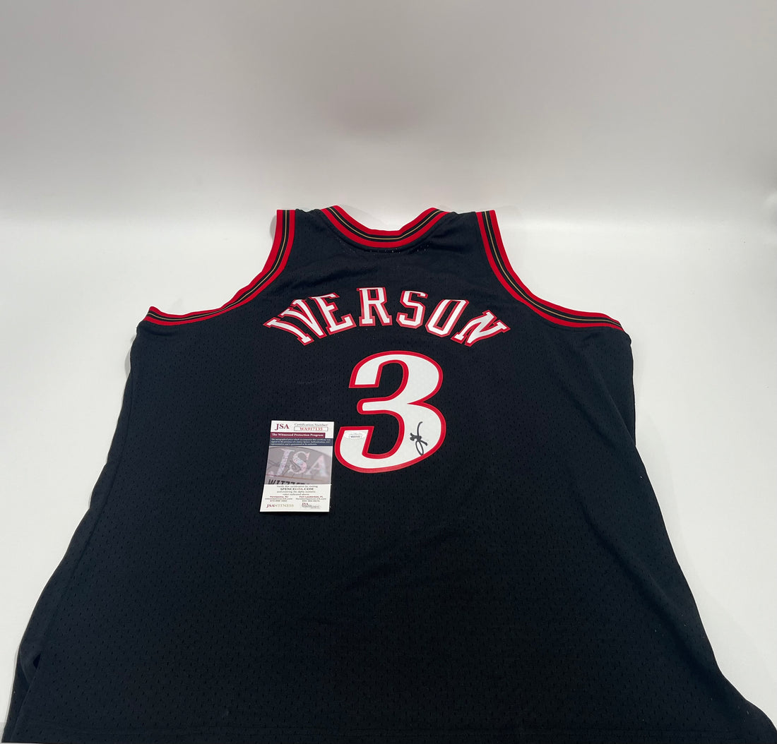 Allen Iverson Signed 76ers 97-98 M&amp;N HWC Swingman Jersey JSA (BL)