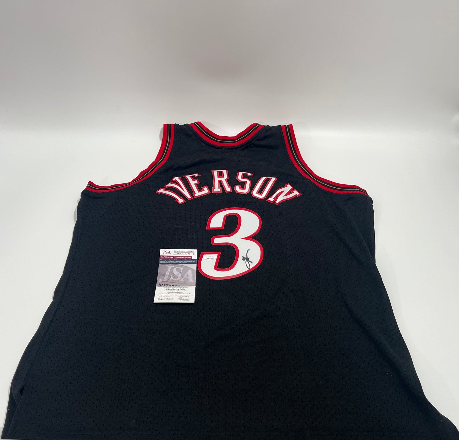Allen Iverson Signed 76ers 97-98 M&amp;N HWC Swingman Jersey JSA (BL)