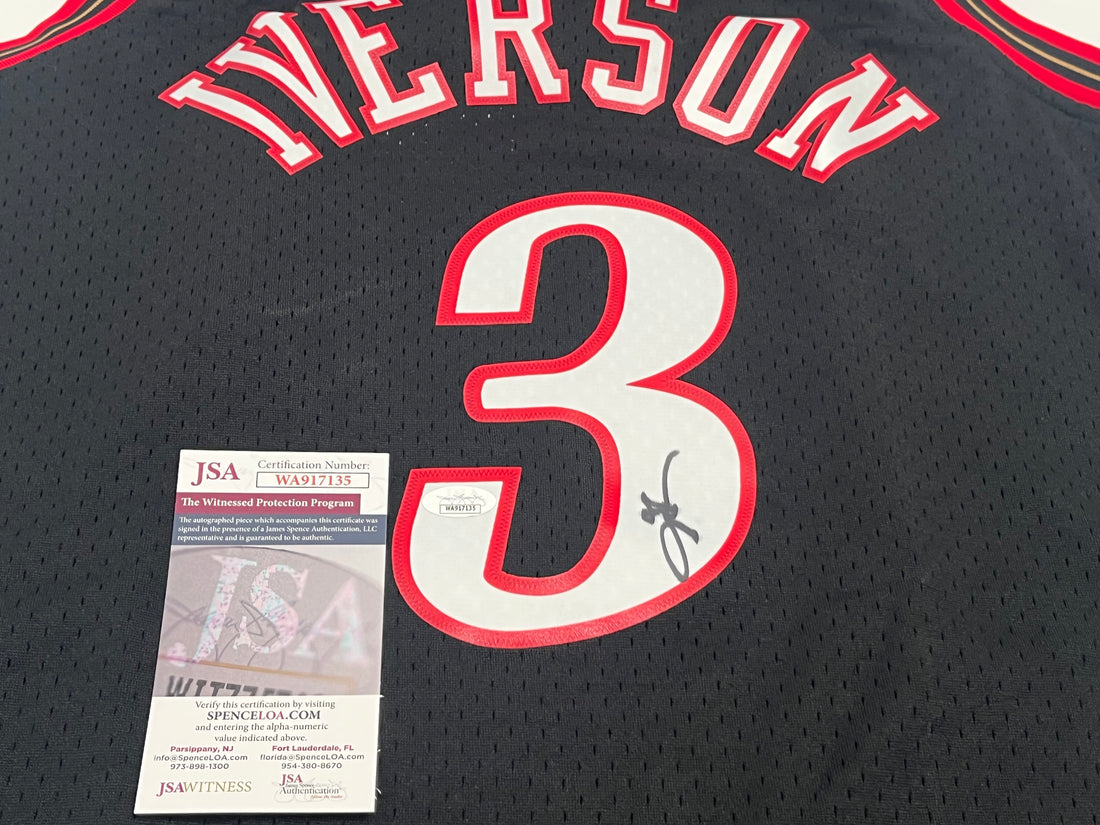 Allen Iverson Signed 76ers 97-98 M&amp;N HWC Swingman Jersey JSA (BL)