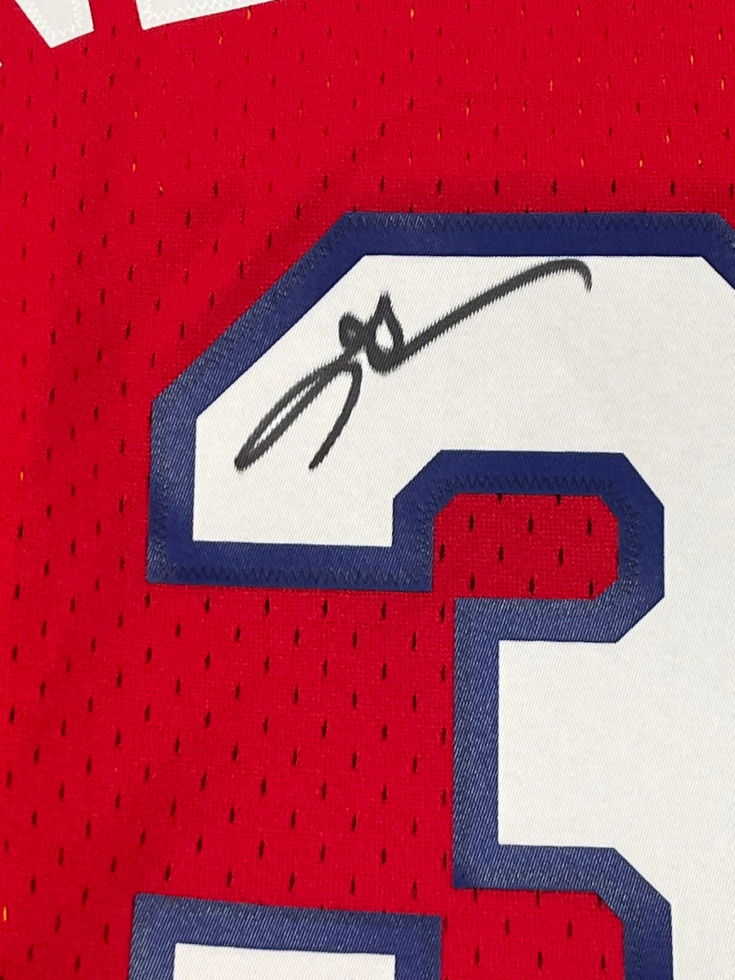 Allen Iverson Signed 76ers 2002-03 M&amp;N HWC Swgmn Jersey JSA (Red/White)