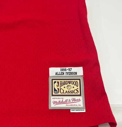 Allen Iverson Signed 76ers 96/97 Red M&amp;N HWC Swgmn Jersey BAS (Red/Blue)