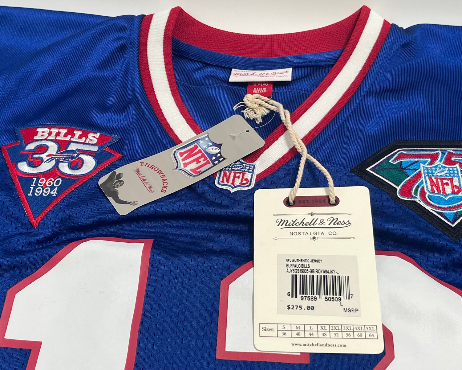 Jim Kelly Signed Bills Mitchell &amp; Ness Jersey (Fanatics)