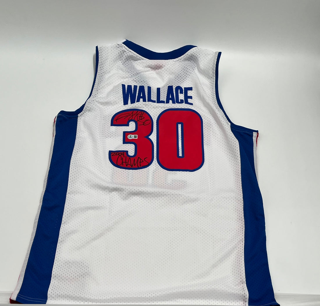 Rasheed Wallace Signed Pistons M&amp;N Authentic Jersey Inscribed &quot;2004 Champs&quot; (Beckett)