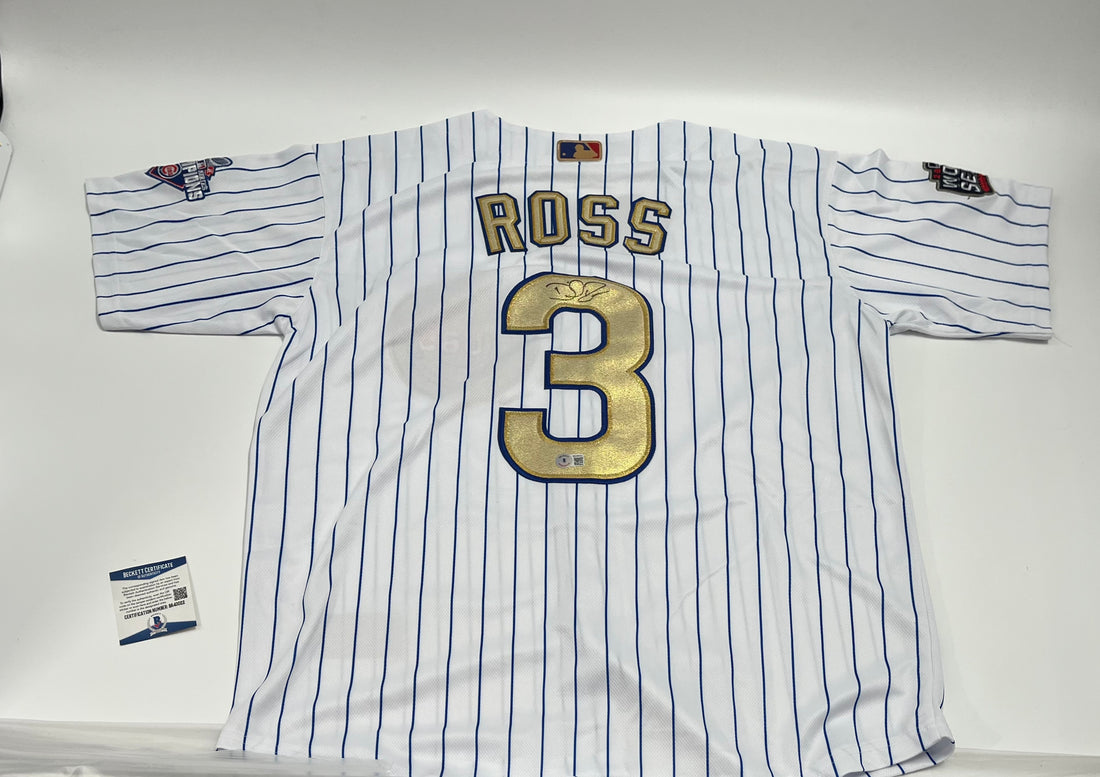 David Ross Signed Cubs Majestic Jersey W/ 2016 World Series Patch (Beckett)