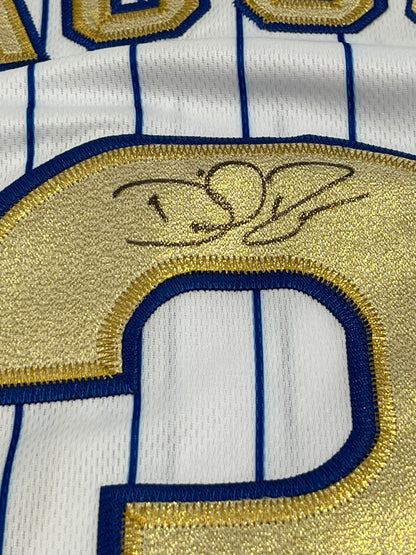 David Ross Signed Cubs Majestic Jersey W/ 2016 World Series Patch (Beckett)