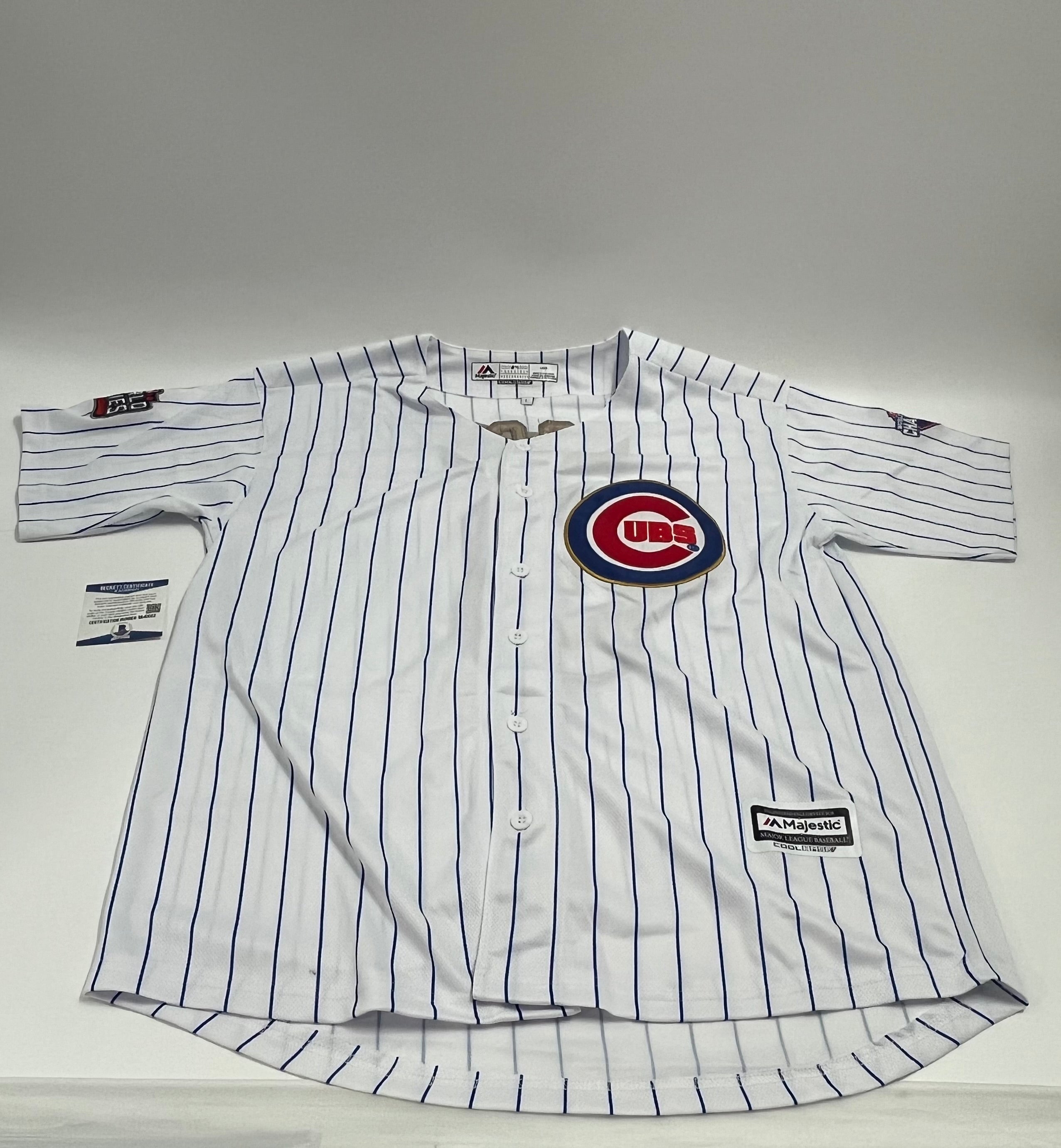 David Ross Signed Cubs Majestic Jersey W/ 2016 World Series Patch (Beckett)