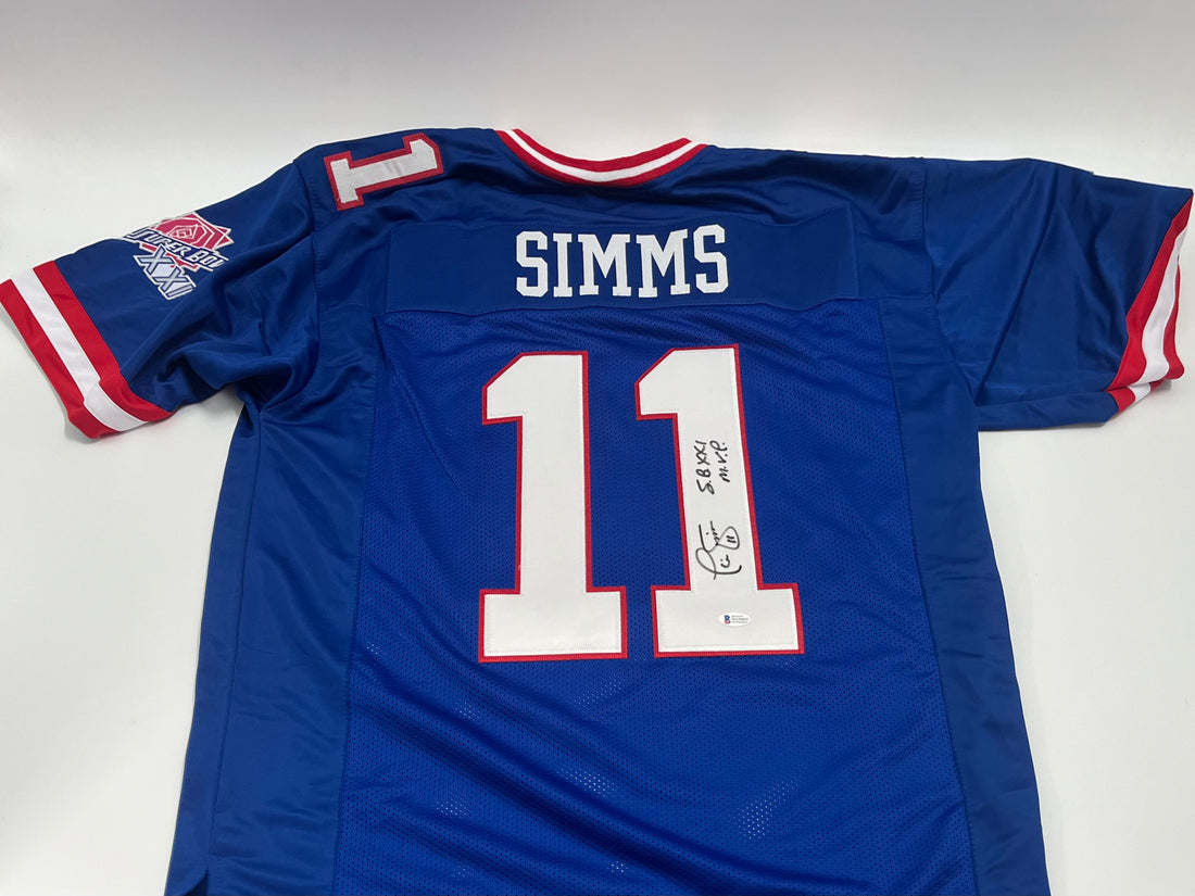 Phil Simms Signed Custom Jersey Inscribed &quot;S.B. XXI M.V.P.&quot; (Beckett)