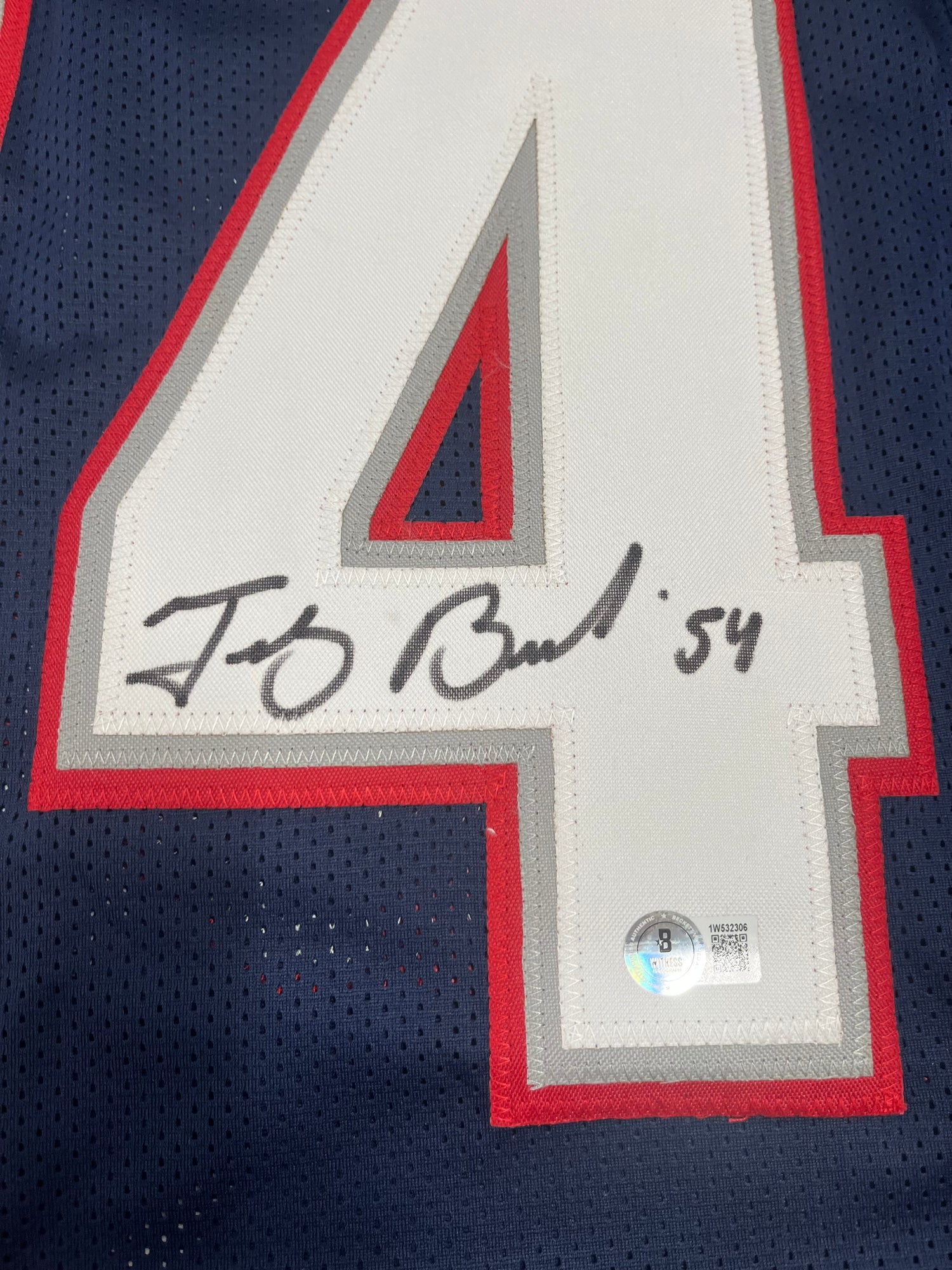 Tedy Bruschi Signed Custom Jersey (Beckett)
