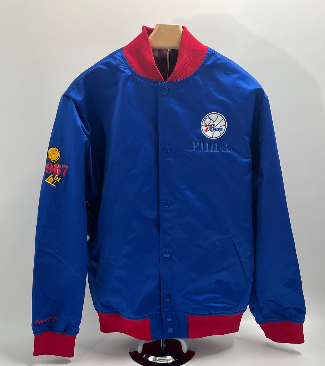 NBA TEAM og.3.0 Lightweight Satin Jacket Vintage 76ers Logo