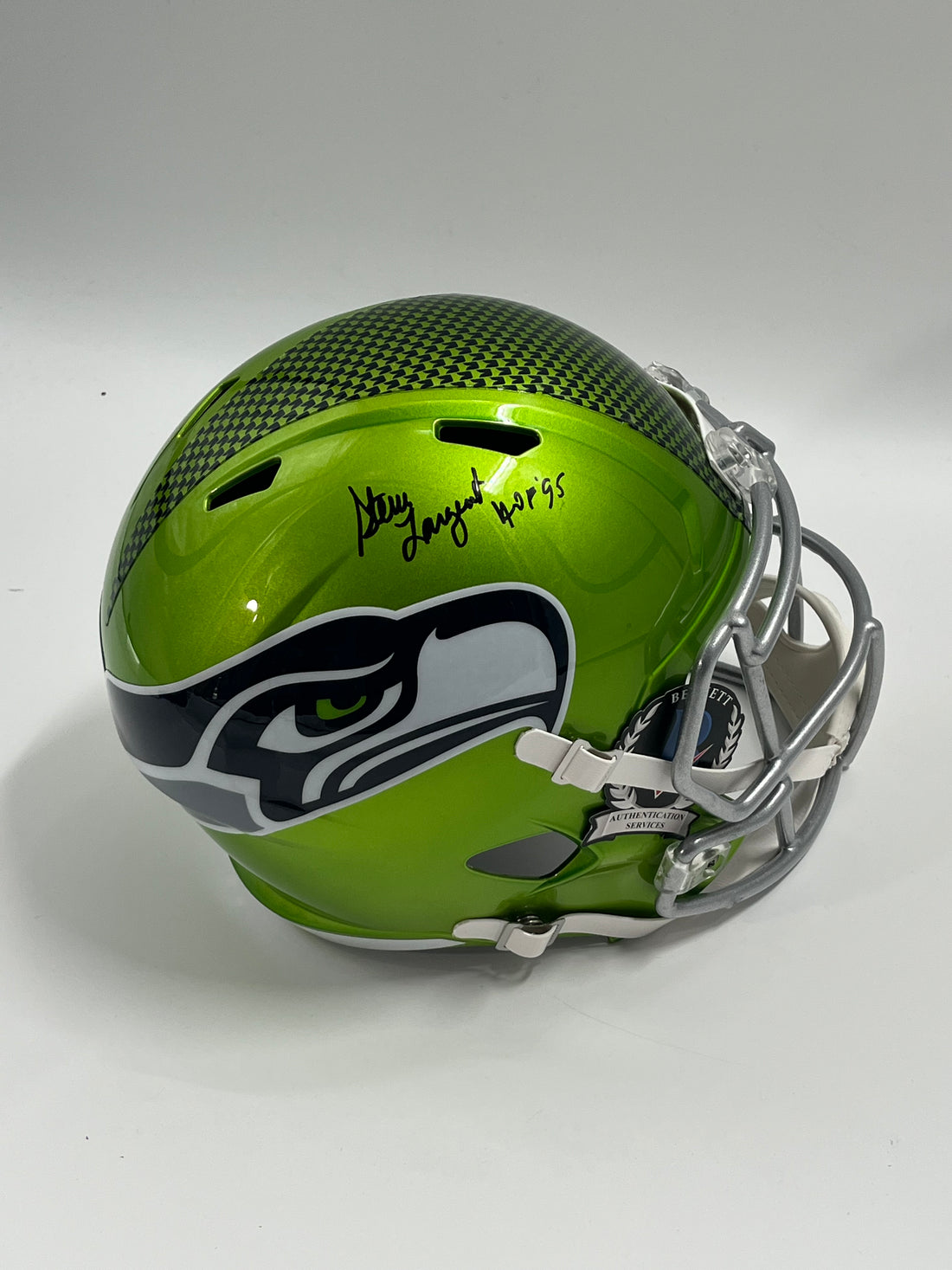 Steve Largent Signed Seahawks FS Flash Atl Spd Helmet Inscr &quot;HOF &
