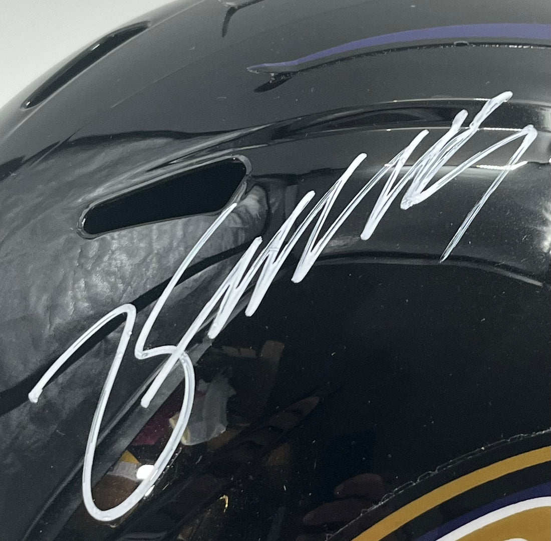 Zay Flowers Signed Ravens Full-Size Speed Helmet (Beckett)