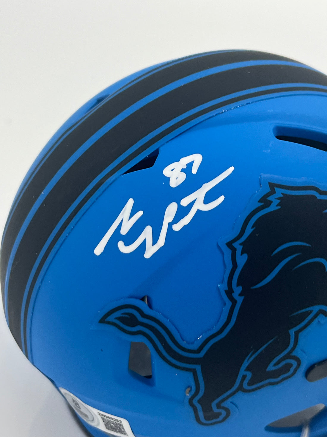 Sam LaPorta Signed Lions Rave Alternate Speed Mini Helmet (Beckett)