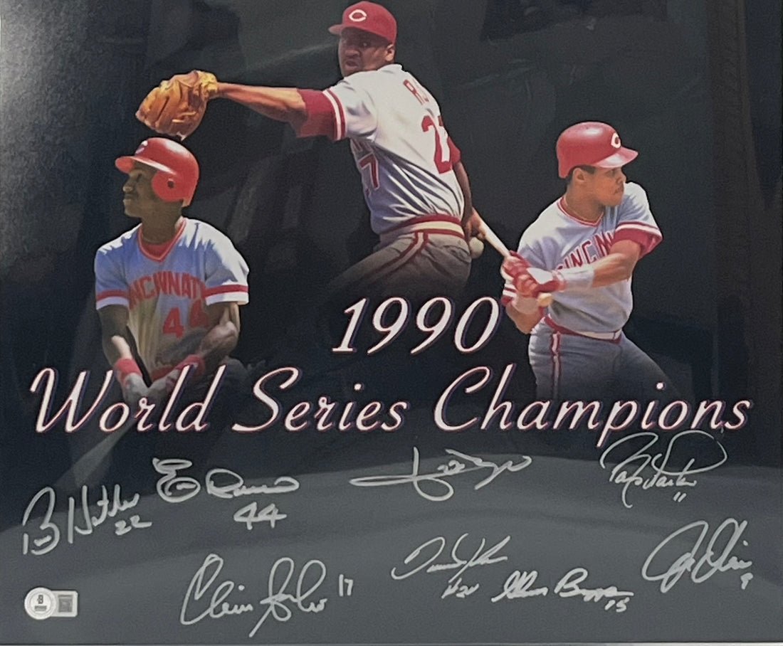 1990 Reds WSC 16x20 Photo Signed By (8) (Beckett)