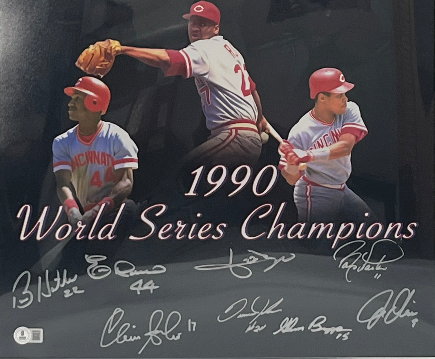 1990 Reds WSC 16x20 Photo Signed By (8) (Beckett)