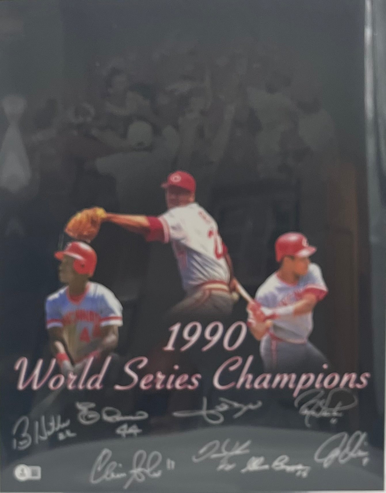 1990 Reds WSC 16x20 Photo Signed By (8) (Beckett)