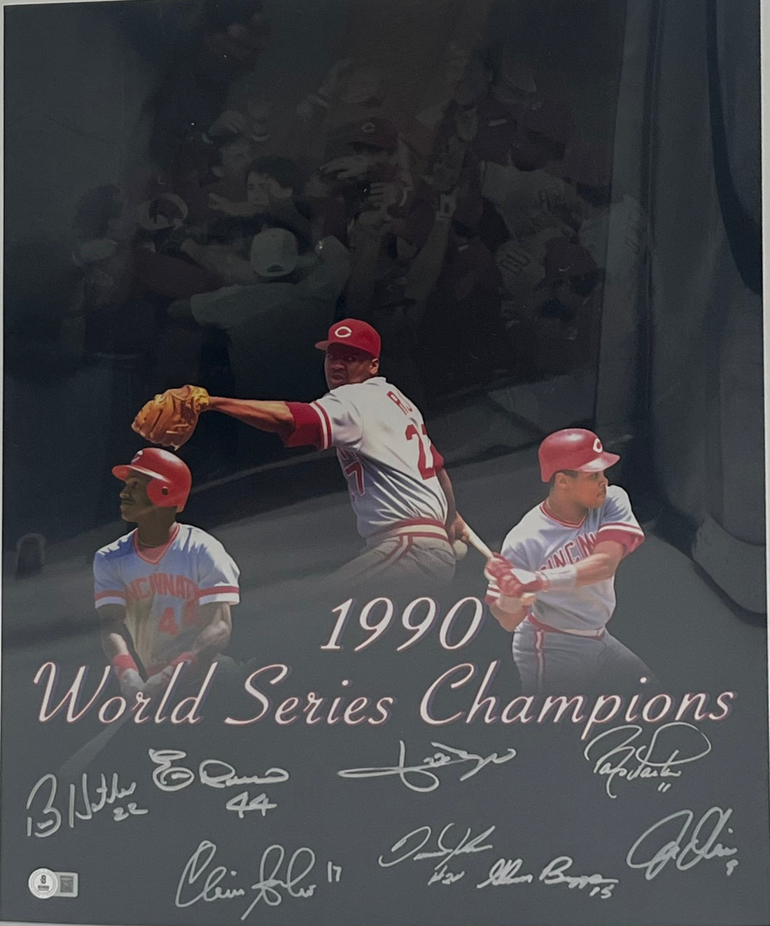1990 Reds WSC 16x20 Photo Signed By (8) (Beckett)