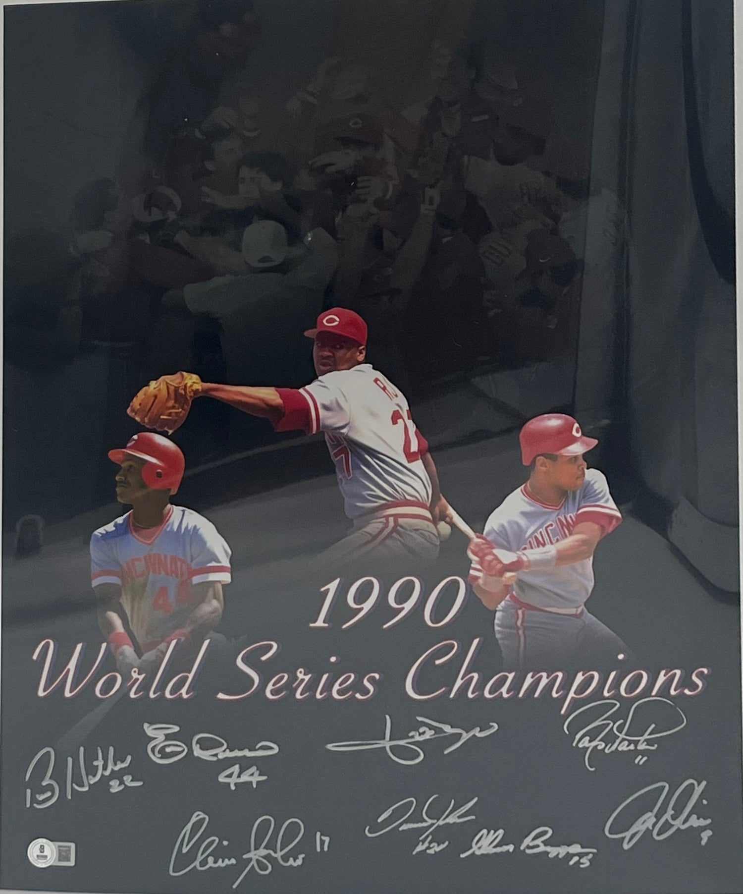 1990 Reds WSC 16x20 Photo Signed By (8) (Beckett)