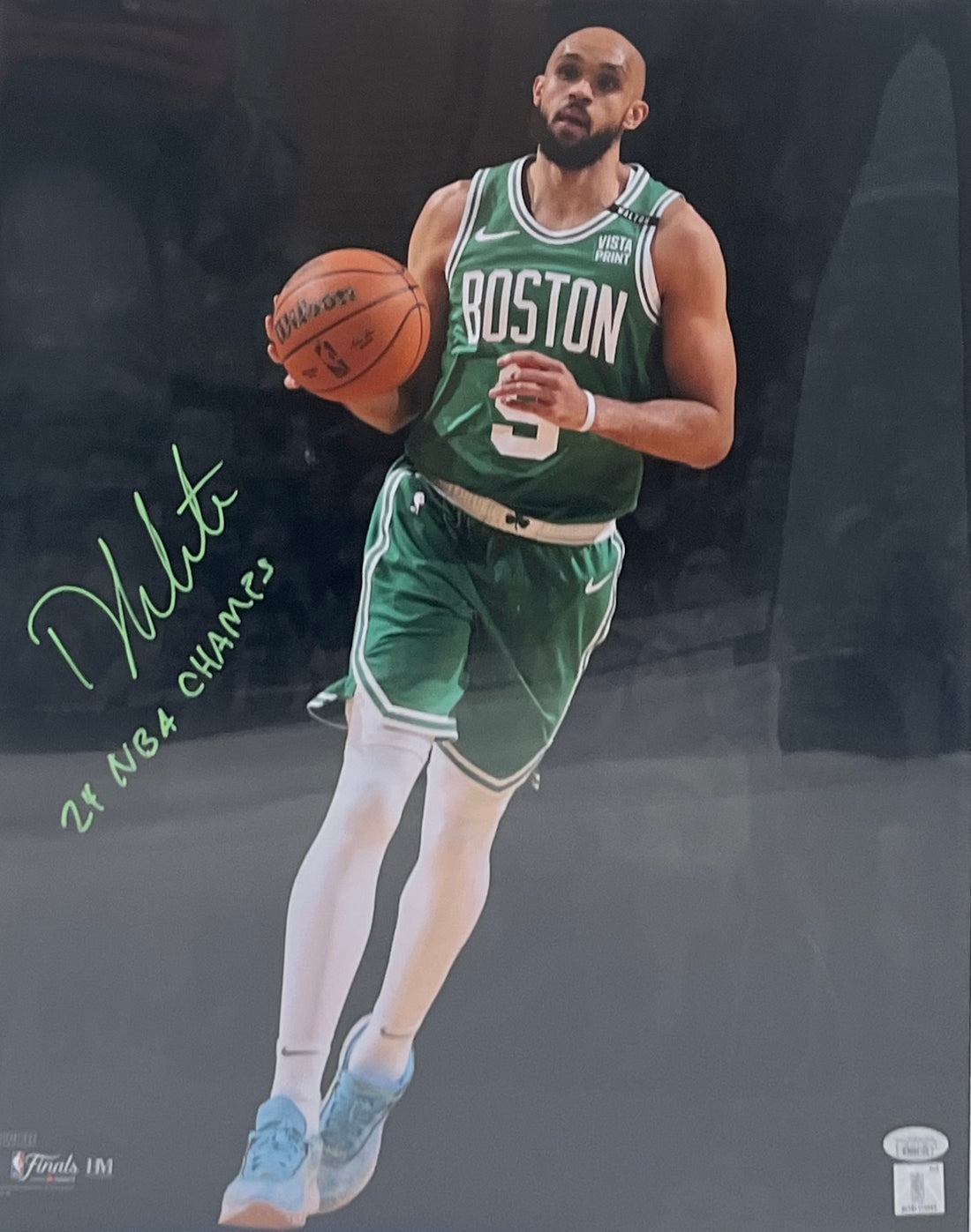 Derrick White Signed Celtics 16x20 Photo Inscribed &quot;24 NBA Champs&quot; (JSA)