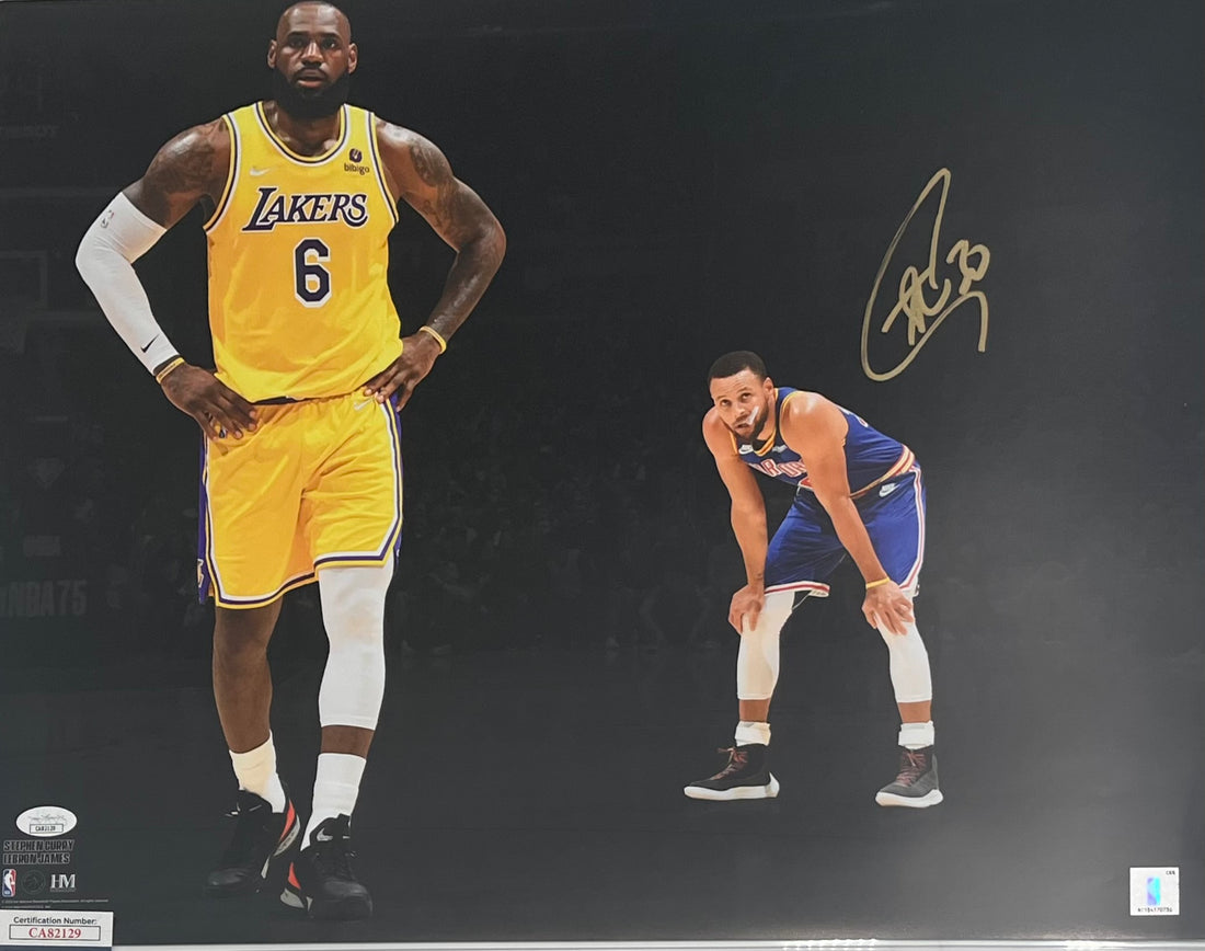Steph Curry Signed Warriors 16x20 Photo (w/LeBron) (JSA)