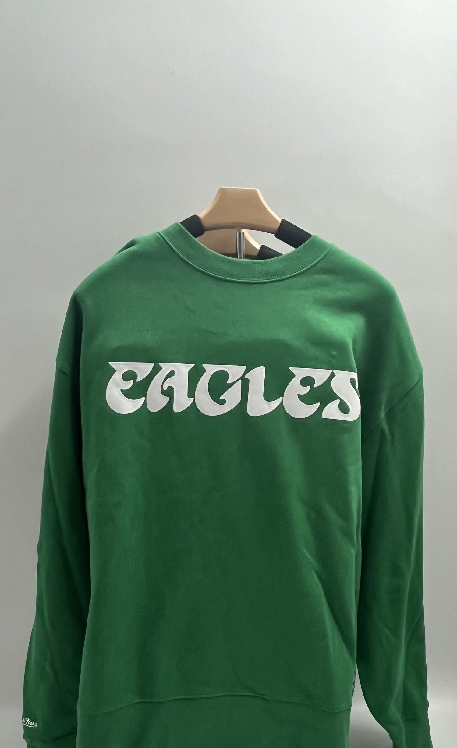 M&amp;N Kelly Green Philadelphia Eagles Vintage Logo Fleece Pullover SS