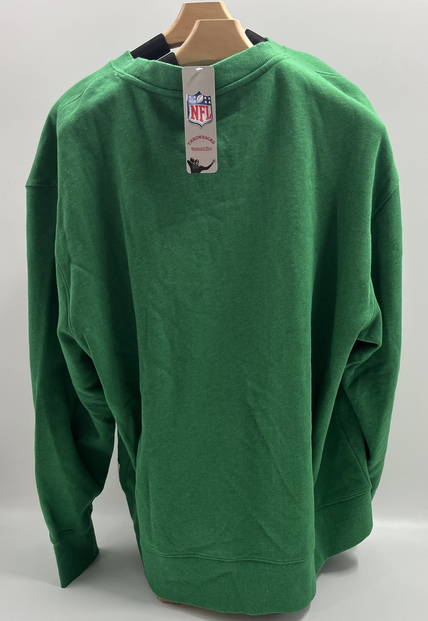 M&amp;N Kelly Green Philadelphia Eagles Vintage Logo Fleece Pullover SS