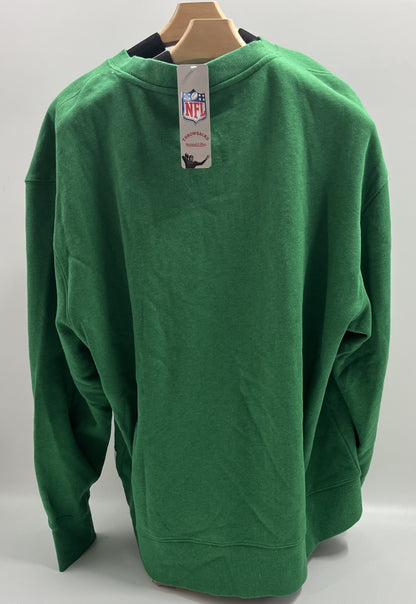 M&amp;N Kelly Green Philadelphia Eagles Vintage Logo Fleece Pullover SS