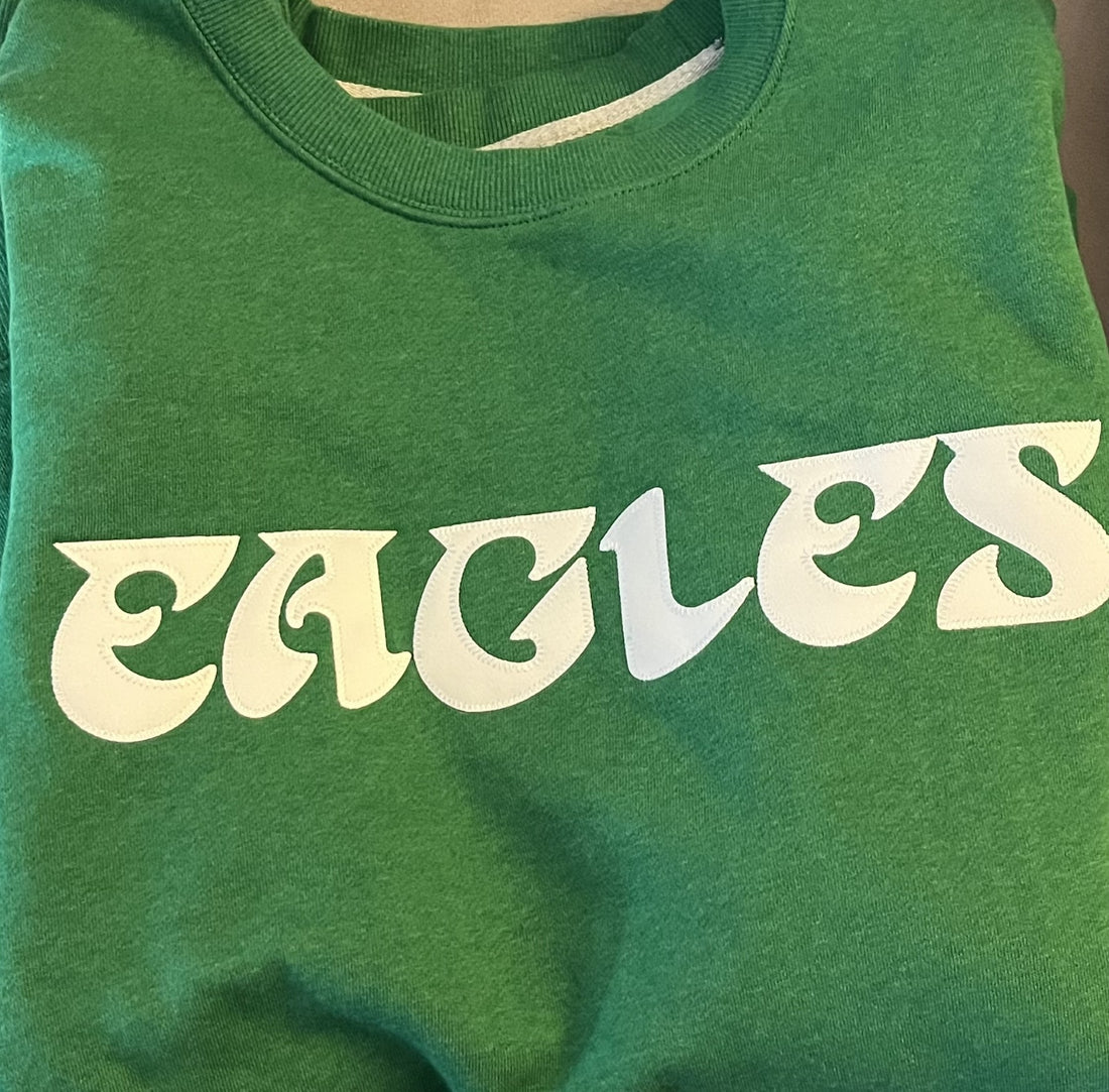 M&amp;N Kelly Green Philadelphia Eagles Vintage Logo Fleece Pullover SS
