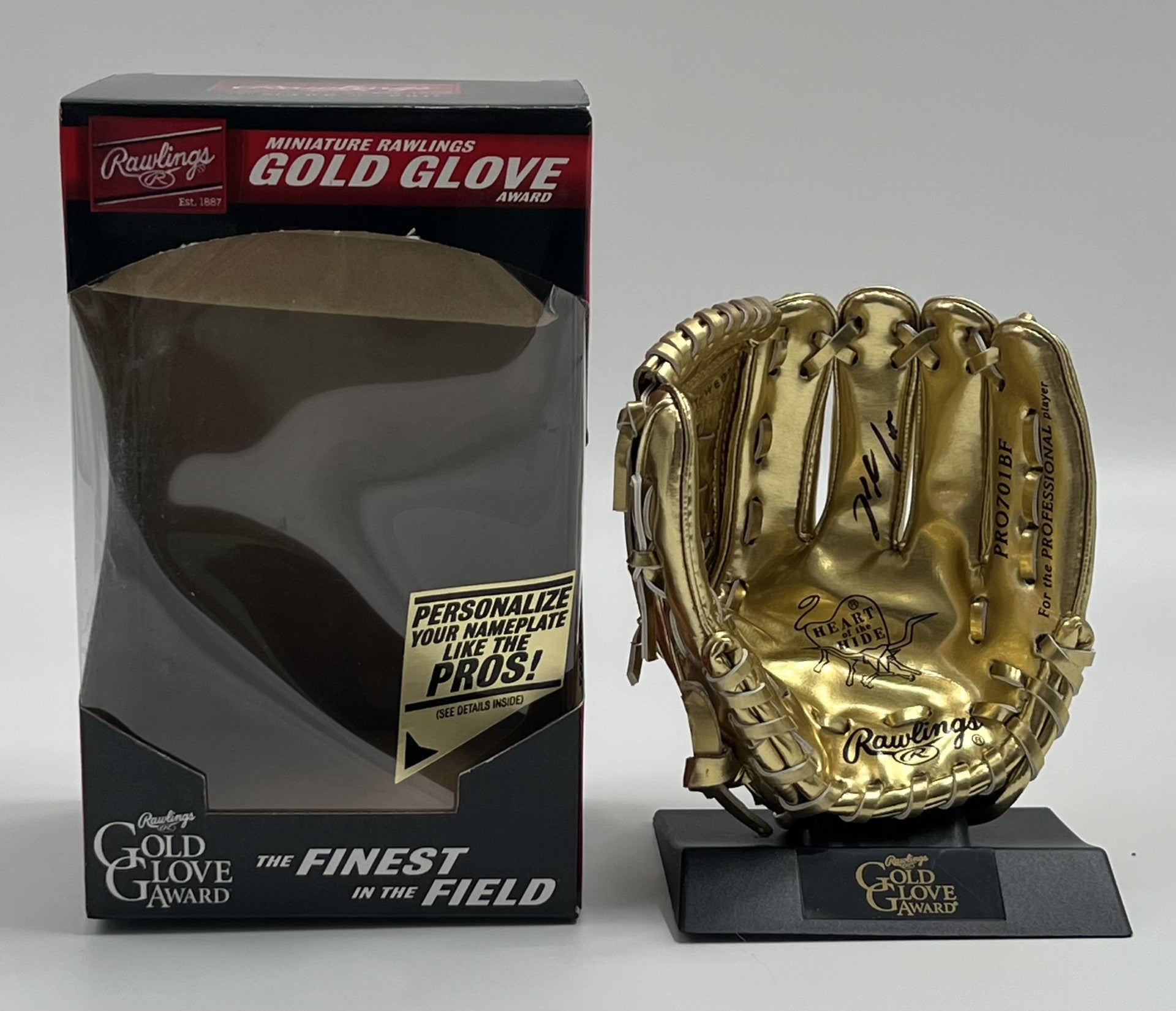 Nolan Arenado Signed Rawlings Mini Golden Glove With Display Stand (JSA)
