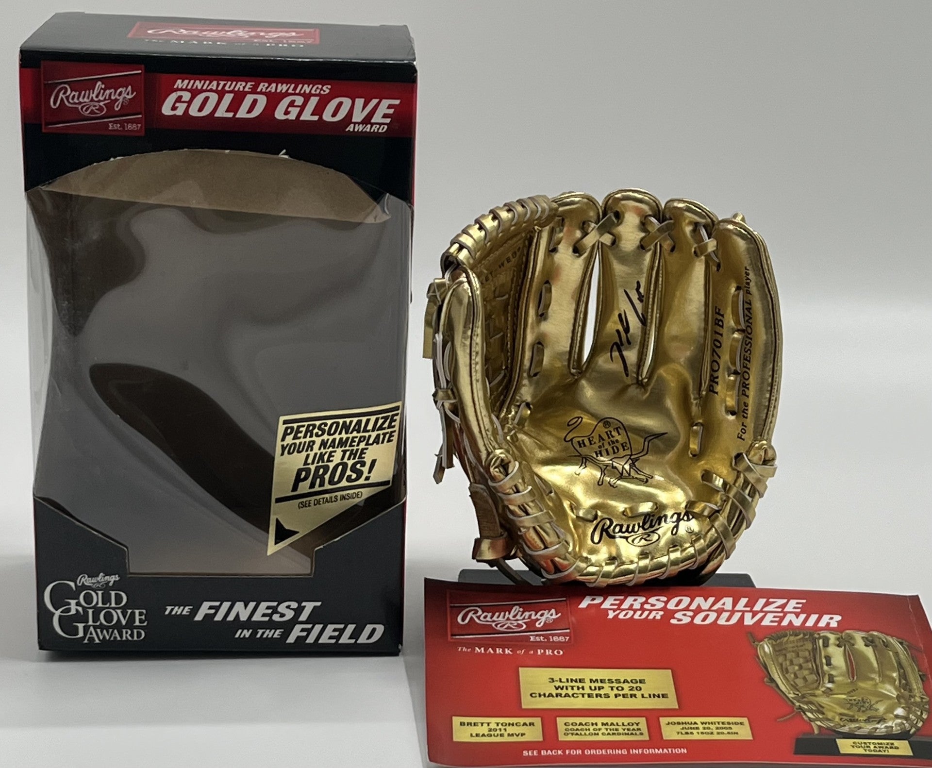 Nolan Arenado Signed Rawlings Mini Golden Glove With Display Stand (JSA)