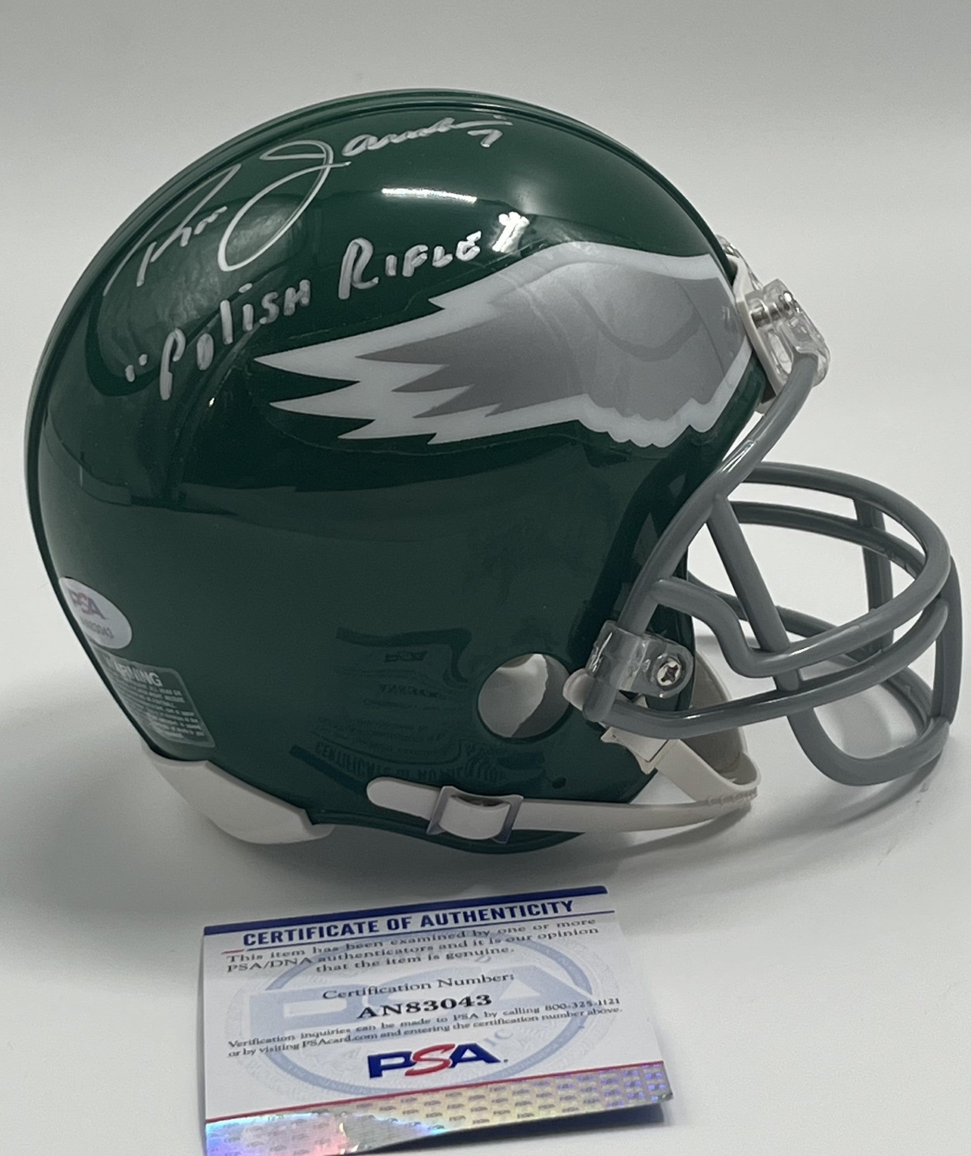 Ron Jaworski Signed Eagles Mini Helmet Inscribed &quot;Polish Rifle&quot; (PSA)