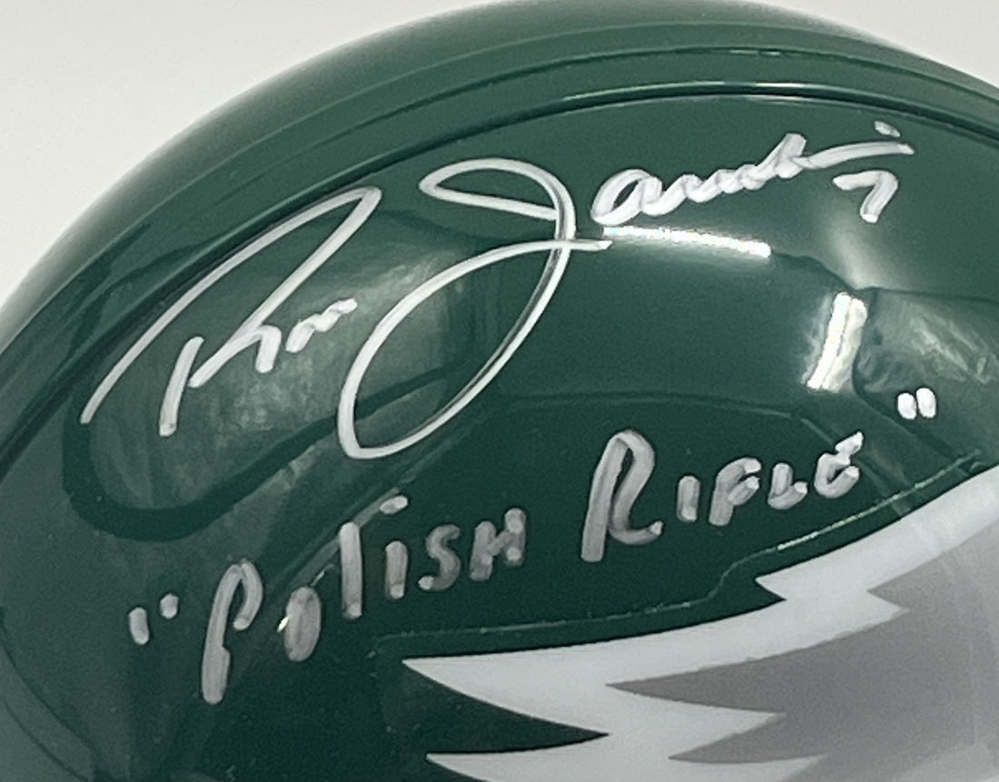 Ron Jaworski Signed Eagles Mini Helmet Inscribed &quot;Polish Rifle&quot; (PSA)