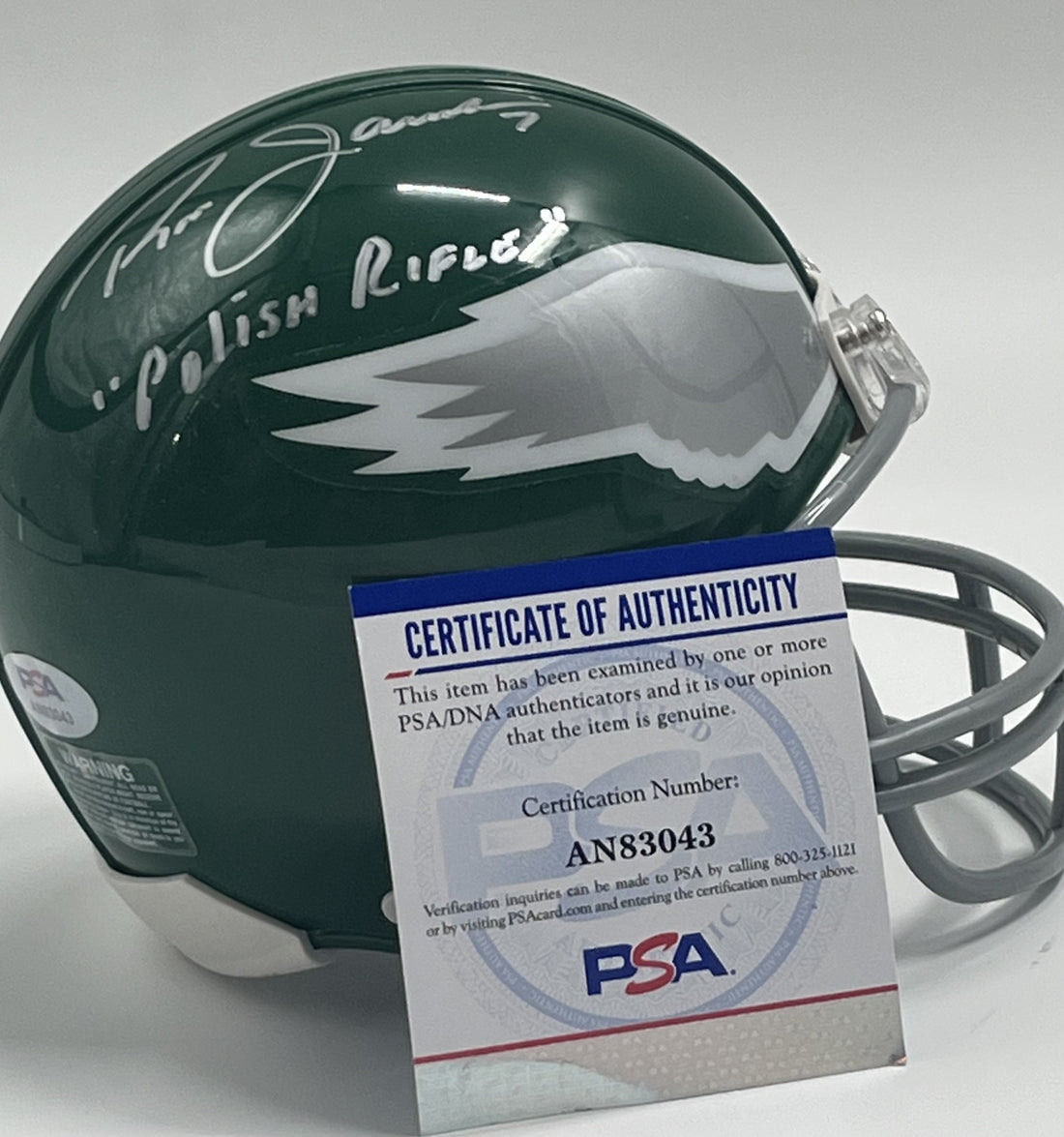 Ron Jaworski Signed Eagles Mini Helmet Inscribed &quot;Polish Rifle&quot; (PSA)