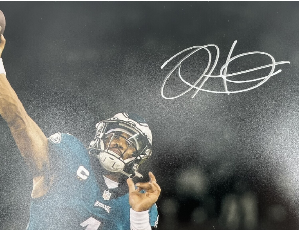 Jalen Hurts Signed throwing Philadelphia Eagles 16x20 Photo (JSA)