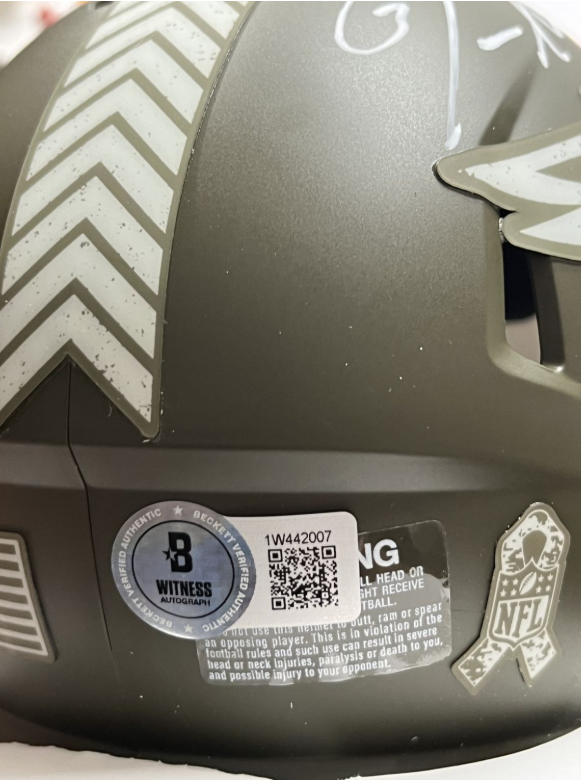 Jason Peters Signed Eagles Salute To Service Alternate Speed Mini Helmet (Beckett)