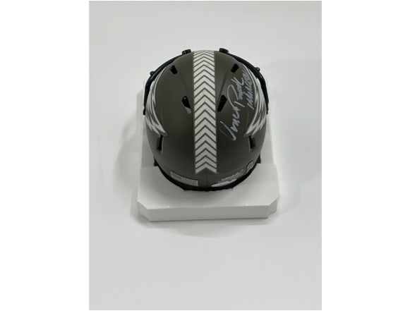 Vince Papale Signed Eagles Salute To Service Alternate Speed Mini Helmet Inscribed &quot;Invincible&quot;