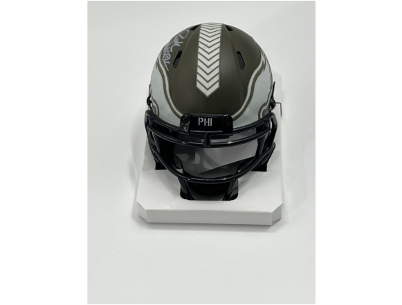 Vince Papale Signed Eagles Salute To Service Alternate Speed Mini Helmet Inscribed &quot;Invincible&quot;
