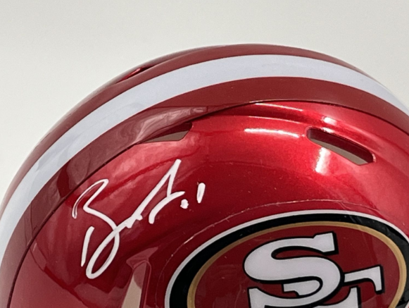 Brandon Aiyuk Signed Eagles Flash Alternate Speed Mini Helmet (Beckett)